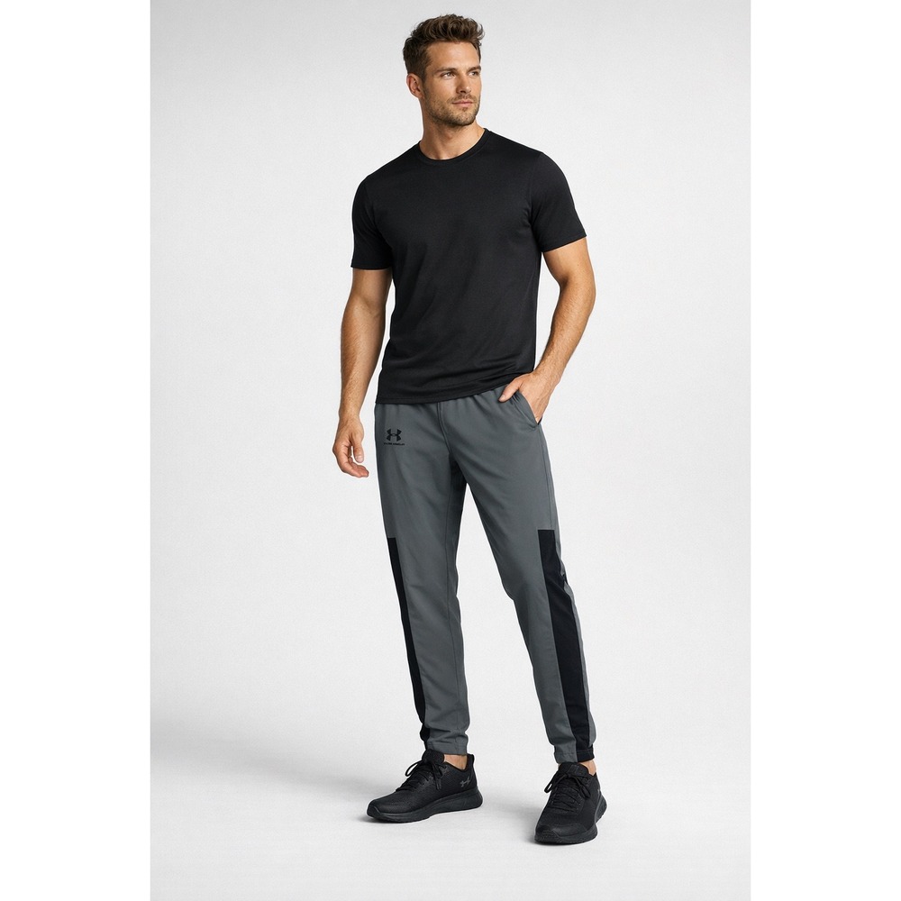 Under Armour Mens Loose Fit Track Pants Gray Black Sz XL Gym Athletic 99-42